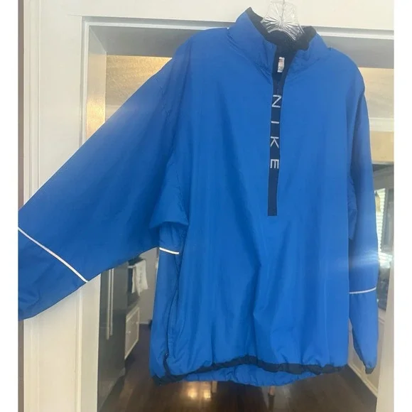 Nike Pullover Athletic Royal Blue & Black Windbreaker 1/2 zip. Poly. Mens. XL - Picture 11 of 11